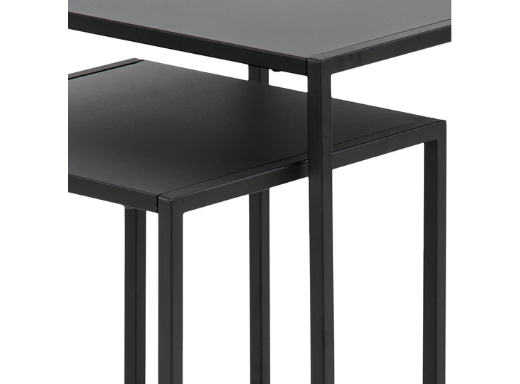 86459 newton set 2 bijzettafels zwart metaal actona nest table detail