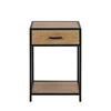 81317 seaford nachtkastje lade zwart metaal naturel hout actona recht vooraanzicht gesloten