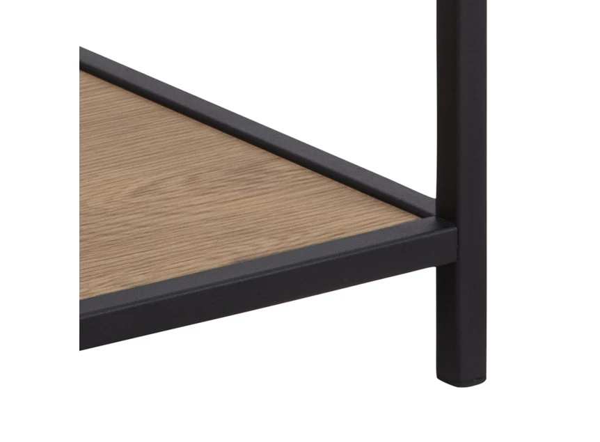 81317 seaford nachtkastje lade zwart metaal naturel hout actona detail