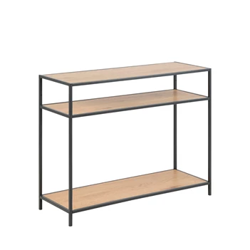 89492 console seaford zwart metaal naturel hout actona schuin vooraanzicht