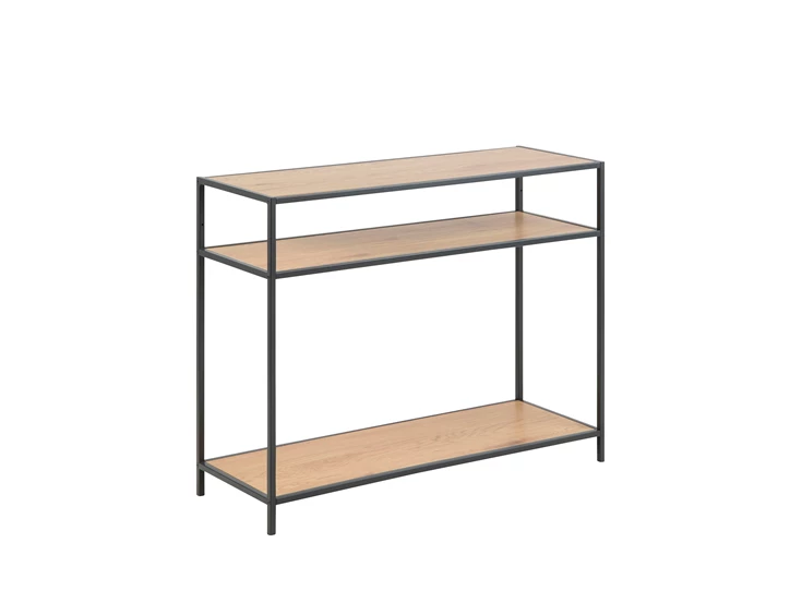 89492 console seaford zwart metaal naturel hout actona schuin vooraanzicht