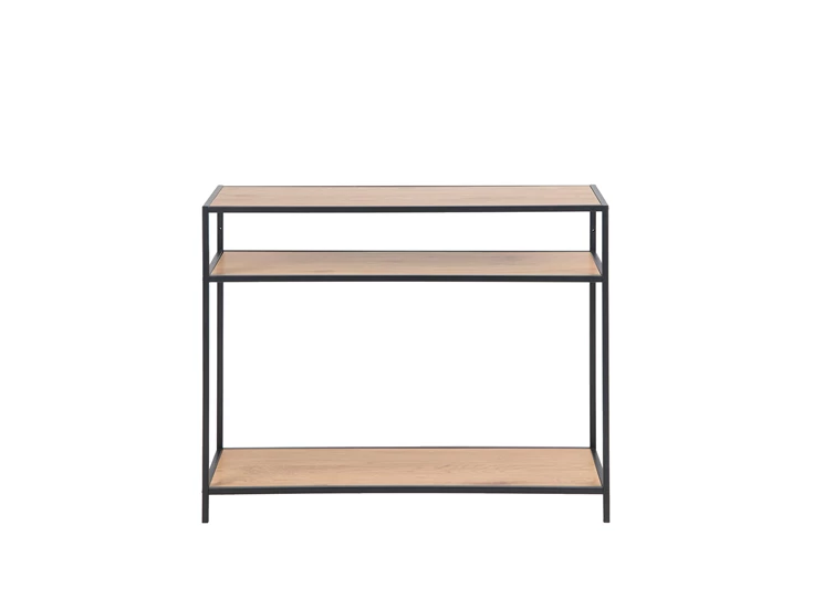 89492 console seaford zwart metaal naturel hout actona recht vooraanzicht