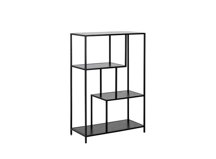 80891 seaford boekenrek actona zwart 2 legplanken assymetrisch schuin vooraanzicht
