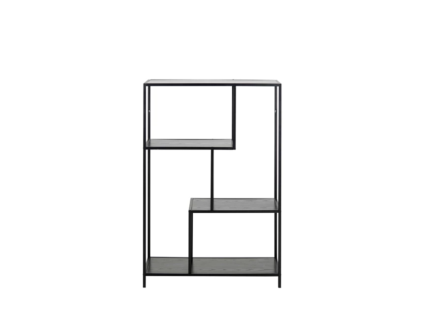 80891 seaford boekenrek actona zwart 2 legplanken assymetrisch recht vooraanzicht