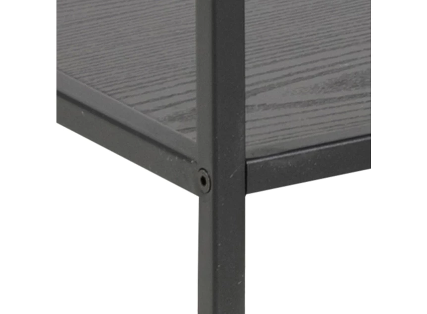 91154 seaford boekenrek laag zwart metaal hout actona assymetrisch detail