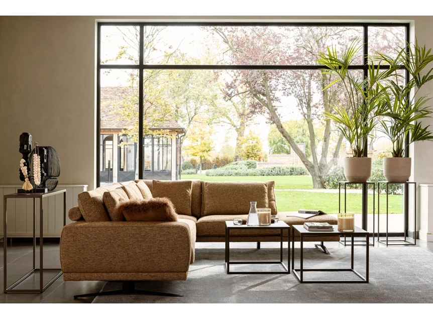 Hoeksalon Zania 3,5-zit en lounge stof Passe Partout zetel