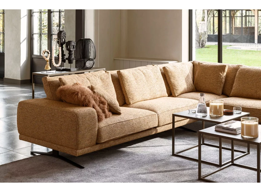 Zijkant Hoekzetelsalon Zania 3,5-zit en lounge stof Passe Partout