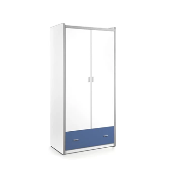 BONKL2207 bonny kleerkast 2 deuren lade wit blauw vipack draaideurkast opbergen kinderkamer