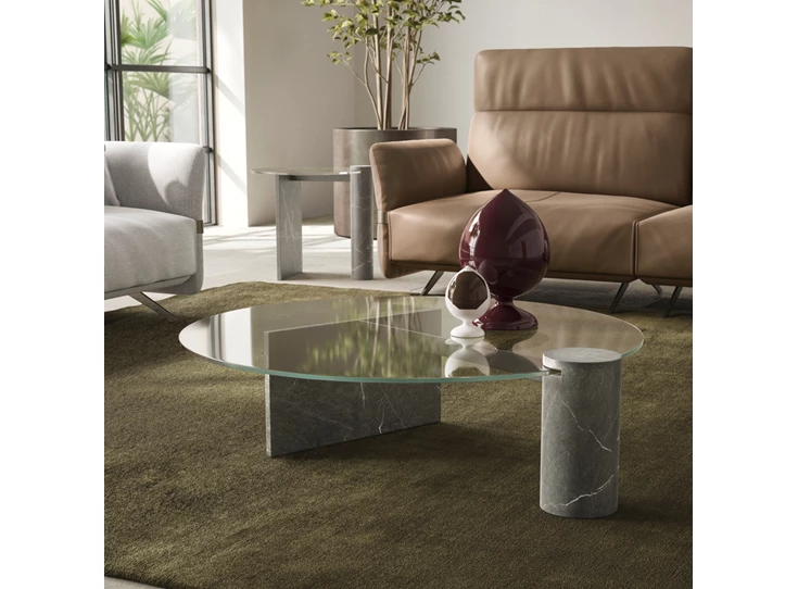 Sfeerfoto Salontafel en bijzettafel Frost Fossena T847001XNA & T847002XNA Natuzzi Italia