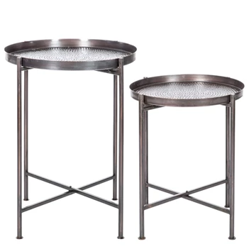 Set/2 bijzettafeltjes metaal rond J-Line