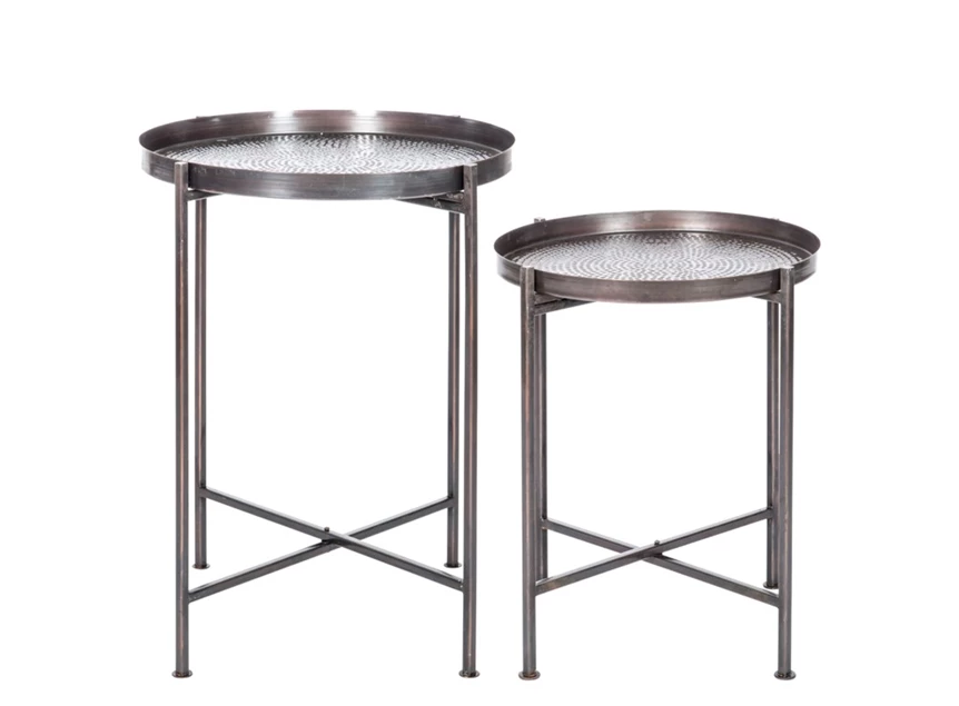 Set/2 bijzettafeltjes metaal rond J-Line