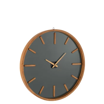 Wandklok rond- hout/glas- bruin/zwart-(80X5X80CM)- 15195