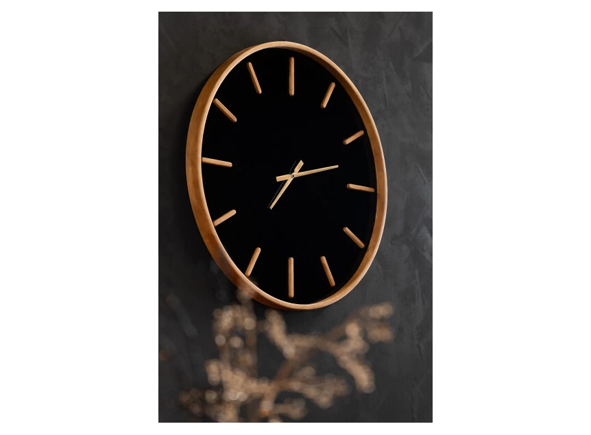 Wandklok rond- hout/glas- bruin/zwart-(80X5X80CM)- sfeerbeeld