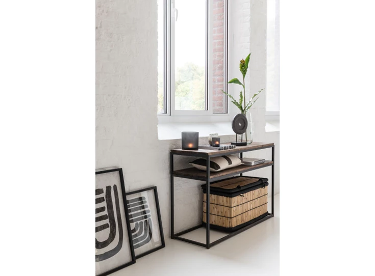 Console- hout- bruin/zwart- (120*40*78cm)- sfeerbeeld