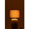 Lamp- voet+kap- dik vlecht- beton/katoen- wit- smal- (28X28X47cm)- sfeerbeeld