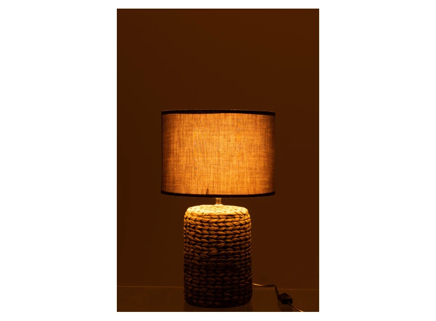 Lamp- voet+kap- dik vlecht- beton/katoen- wit- smal- (28X28X47cm)- sfeerbeeld