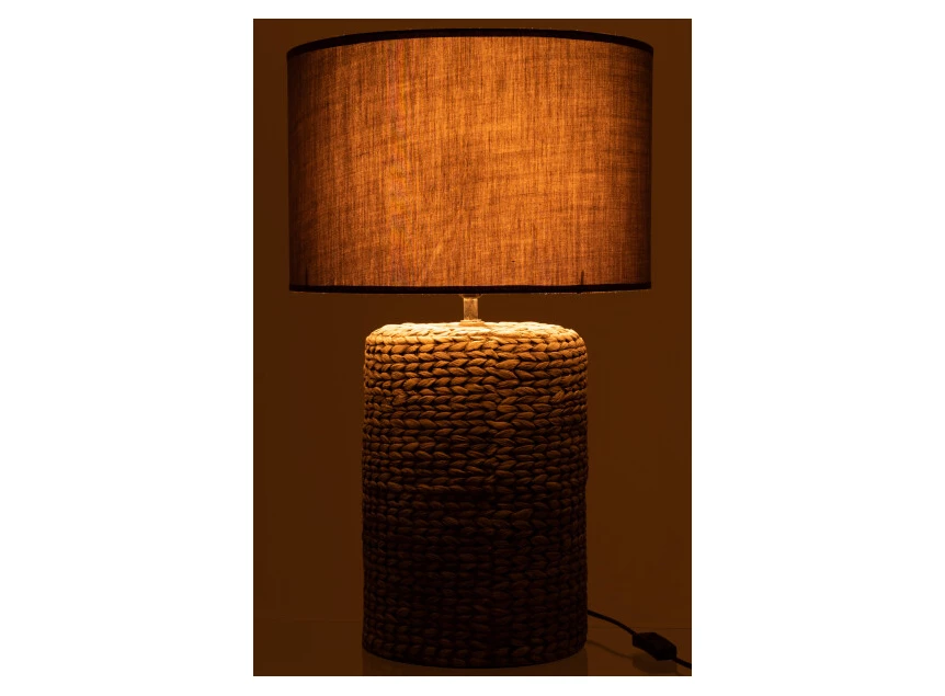 Lamp- voet+kap- dik vlecht- beton/katoen- wit- large- (42X42X70cm)- sfeerbeeld