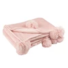 Plaid pompom- polester- zachtroze- (130X170X1cm)- 3481