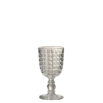 Drinkglas op voet met motief- transparant- large-(8,5X8,5X17cm)- 3686