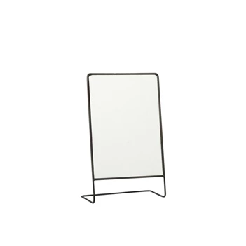 Spiegel op voet- rechthoek- glas/metaal- zwart- 10321