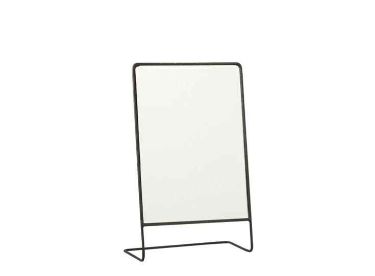 Spiegel op voet- rechthoek- glas/metaal- zwart- 10321