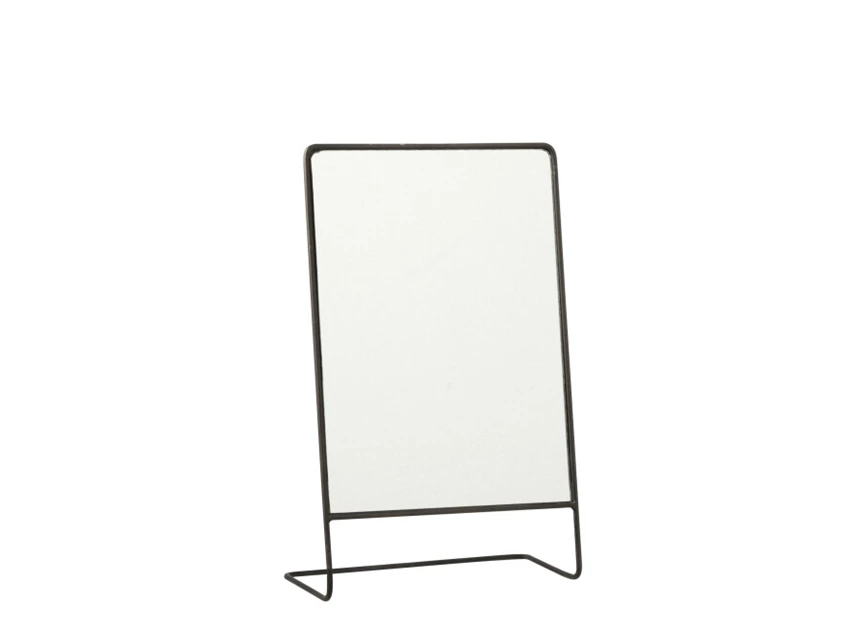 Spiegel op voet- rechthoek- glas/metaal- zwart- 10321