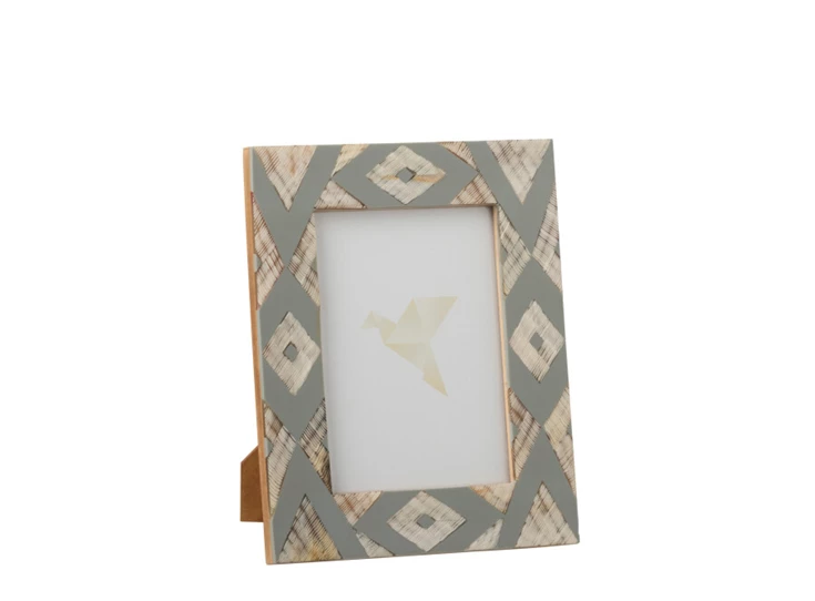 Fotokader lily- 13X18- hout/hoorn- wit/blauwgrijs- large- 11927