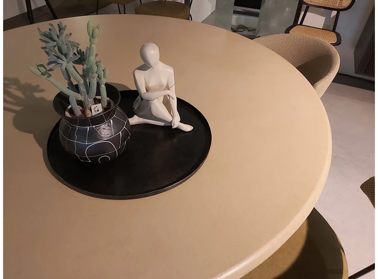 Detail Tafel Callisto Round Mortex 30 Licht Abrico Liz Tables