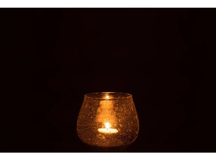 Windlicht bubbels- glas- transparant- sfeerbeeld