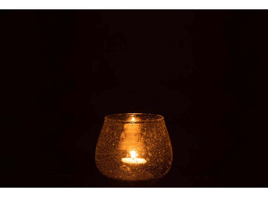 Windlicht bubbels- glas- transparant- sfeerbeeld