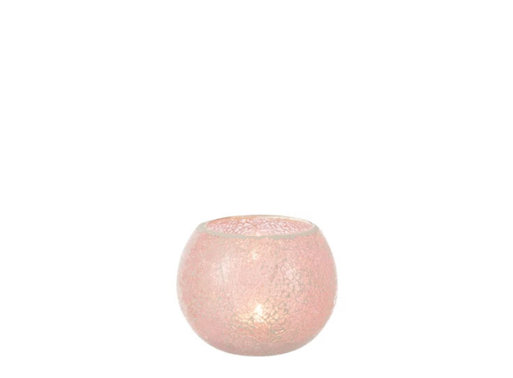 Theelichthouder mozaiek- glas- roze- medium- 13873