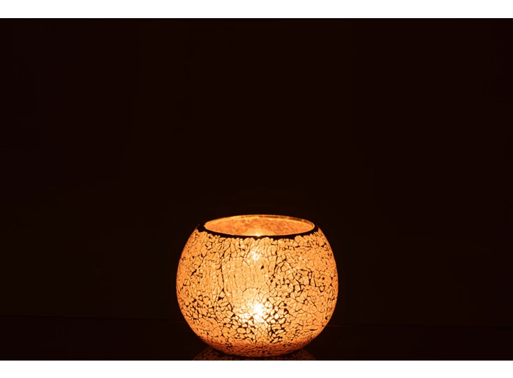 Theelichthouder mozaiek- glas- roze- medium- sfeerbeeld