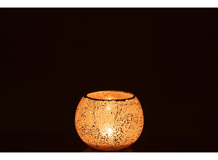 Theelichthouder mozaiek- glas- roze- medium- sfeerbeeld