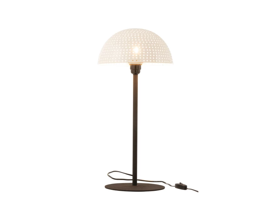 Tafellamp paddenstoel bolletjes- metaal blinkend- wit/zwart- large(27X27X59cm)- 17240
