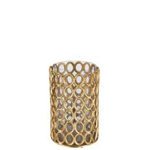 Theelichthouder rond- ringen- aluminium- goud- large- 18442