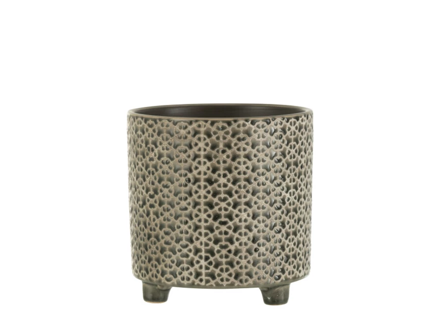 Bloempot bloem- keramiek- grijs/blauw- large- 22983