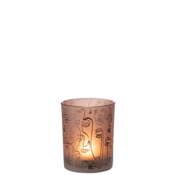 Windlicht Happy Faces- glas/terracotta- medium- 21800