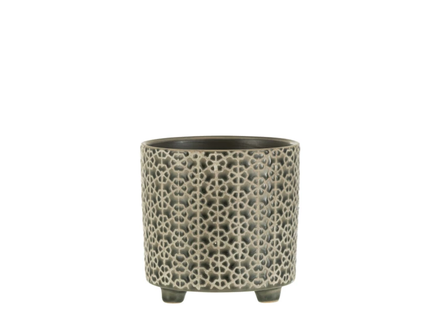 Bloempot- keramiek- grijs/blauw- medium- 22982