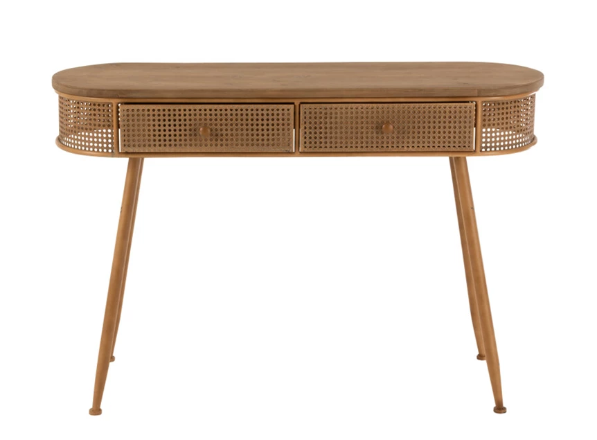 Console 2 lades- metaal/hout- bruin- 20073