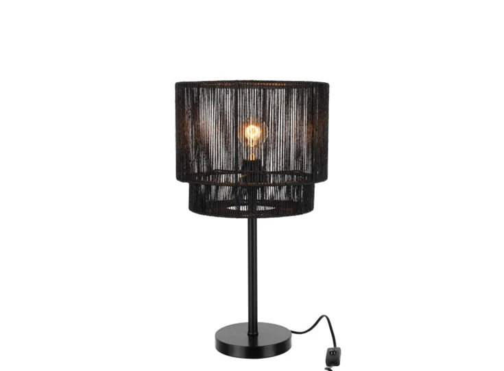 Tafellamp Paul- touw- metaal- zwart- 20974