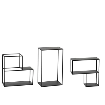 Rek hang 3delen- modulair- metaal -zwart- 96981
