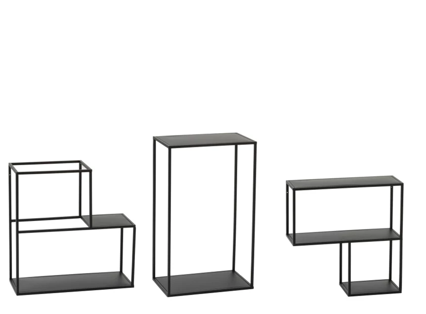 Rek hang 3delen- modulair- metaal -zwart- 96981