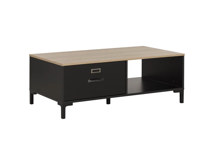 1E16050 diagone salontafel helvezia oak lade open vak zwart gautier industrieel