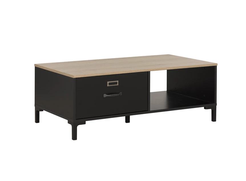 1E16050 diagone salontafel helvezia oak lade open vak zwart gautier industrieel