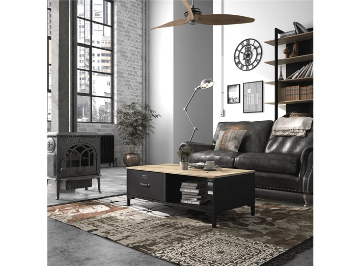 1E16050 diagone zwart gautier industrieel salontafel helvezia oak lade open vak