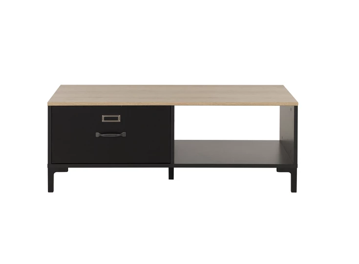 1E16050 diagone salontafel helvezia oak lade open vak zwart gautier industrieel