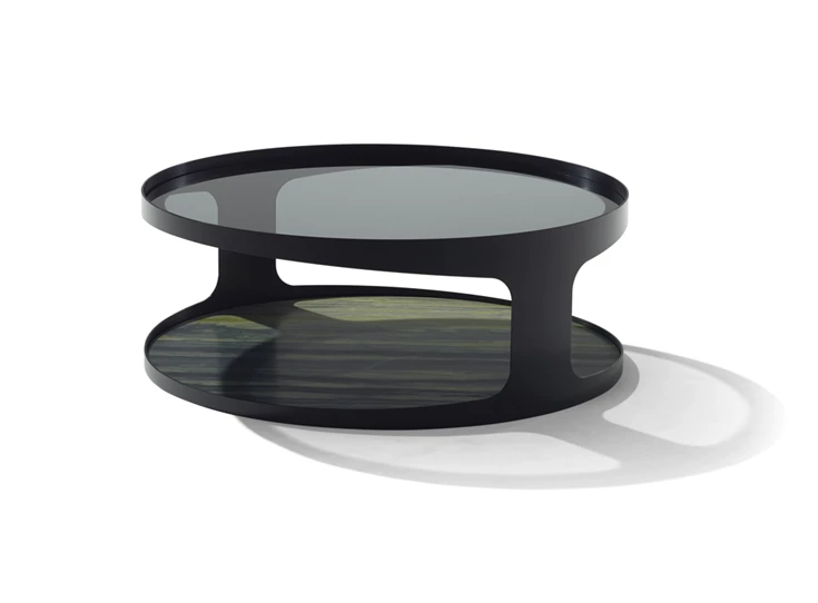 Salontafel Colin blad glas onderblad natuursteen Draenert