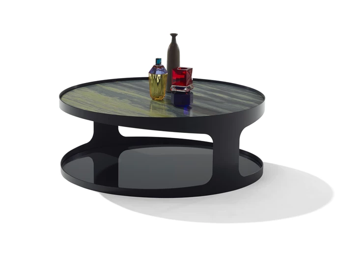 Salontafel Colin blad natuursteen onderblad glas Draenert