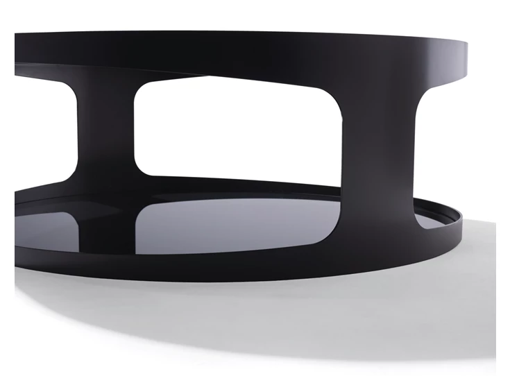 Detail Salontafel Colin blad natuursteen onderblad glas Draenert