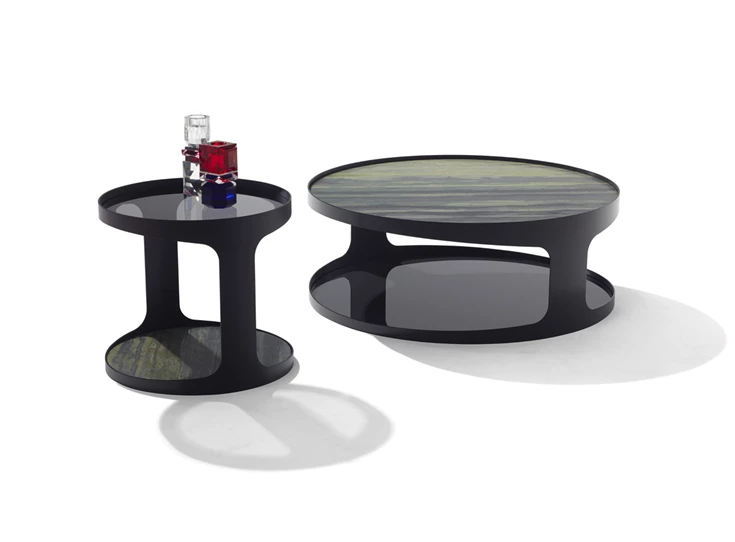 Set Salontafel Colin blad natuursteen onderblad glas Draenert